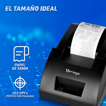 Impresora Termica Vorago POS MNP-158 Tickets 58mm USB RJ11