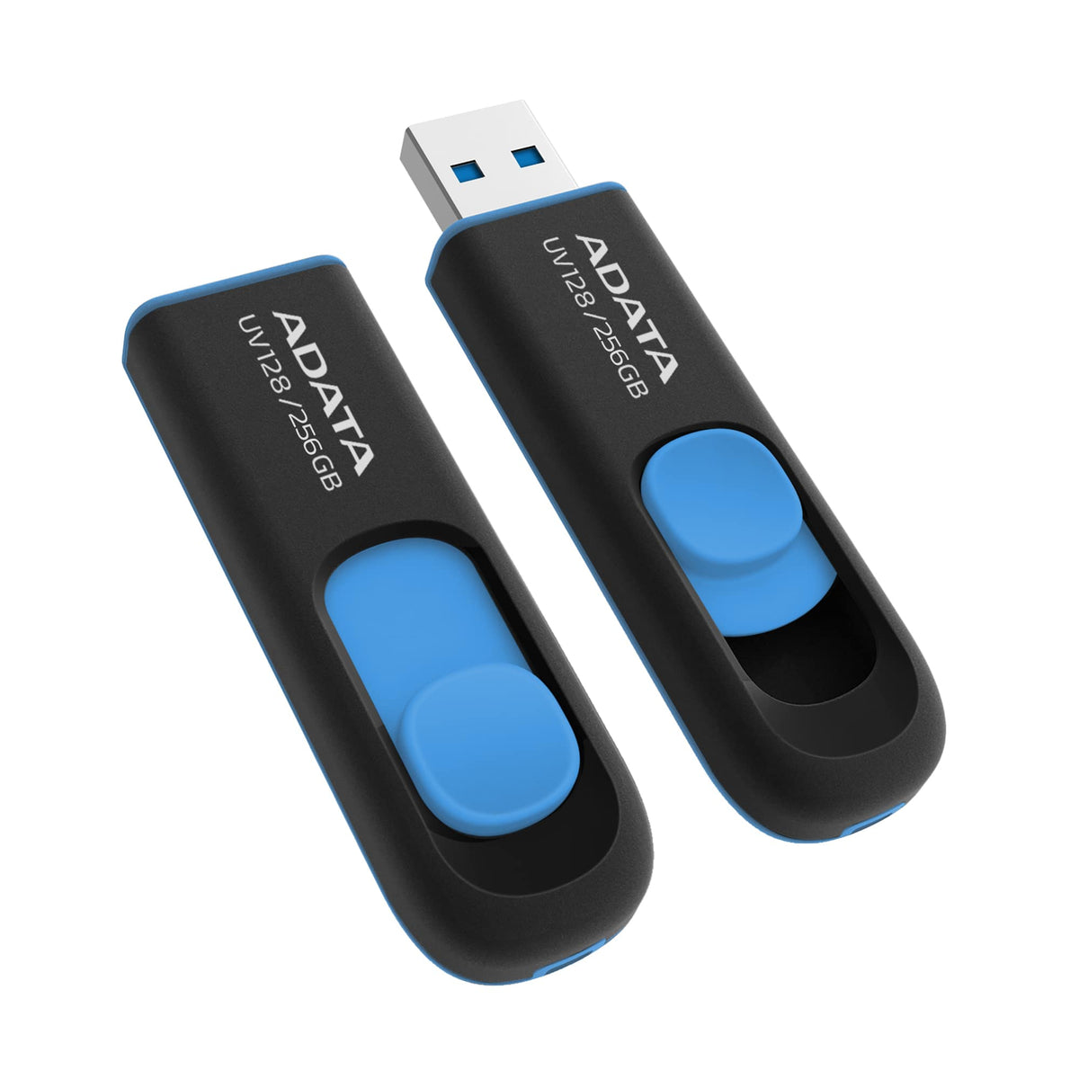 Memoria Adata USB 256GB UV128 3.2 Negro con Azul