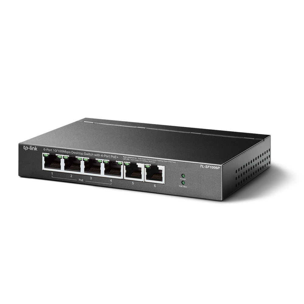 TP-Link TL-SF1006P dispositivo de redes No administrado Fast Ethernet (10/100) Energía sobre Ethernet (PoE) Negro