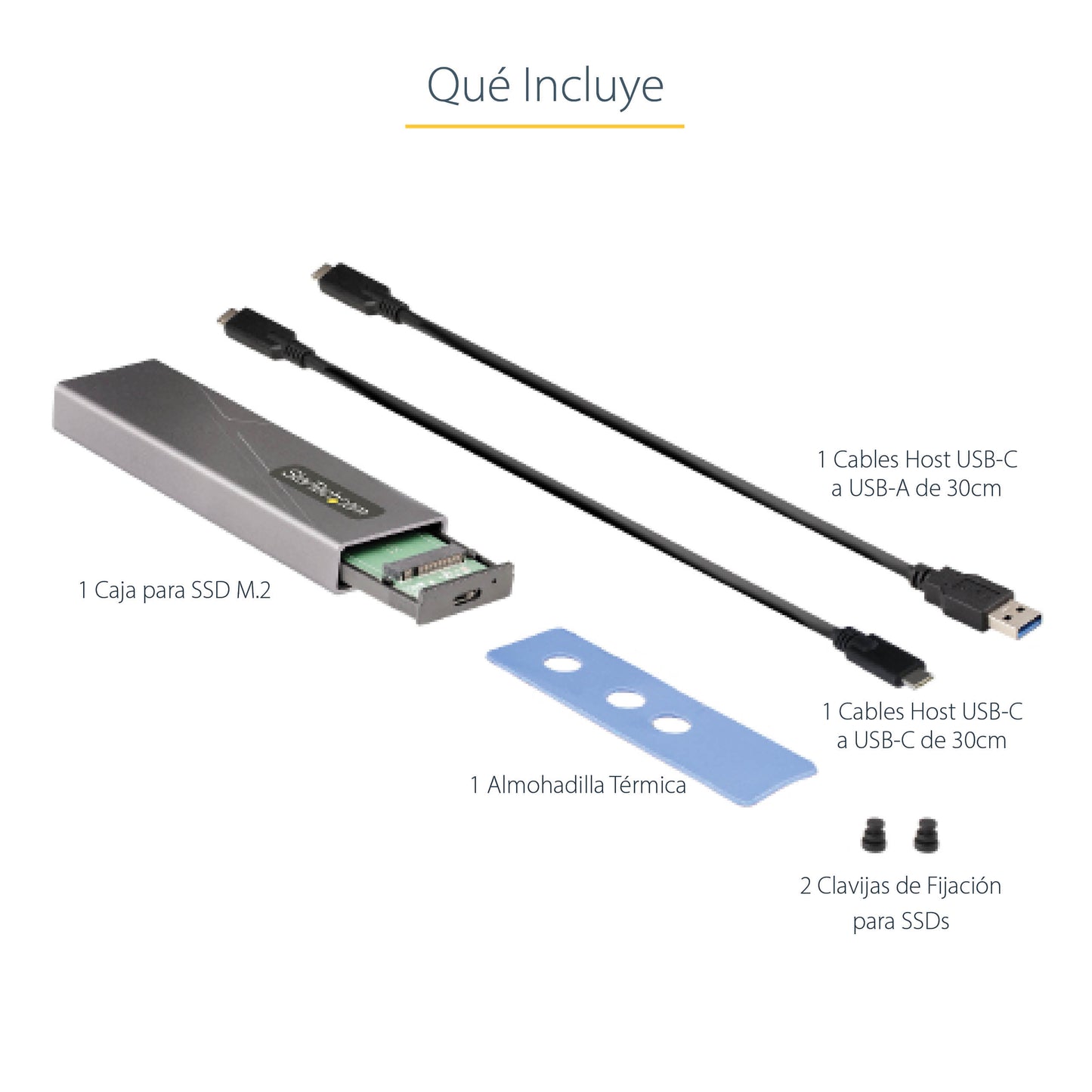 StarTech.com M2-USB-C-NVME-SATA caja para disco duro externo Carcasa para SSD Gris