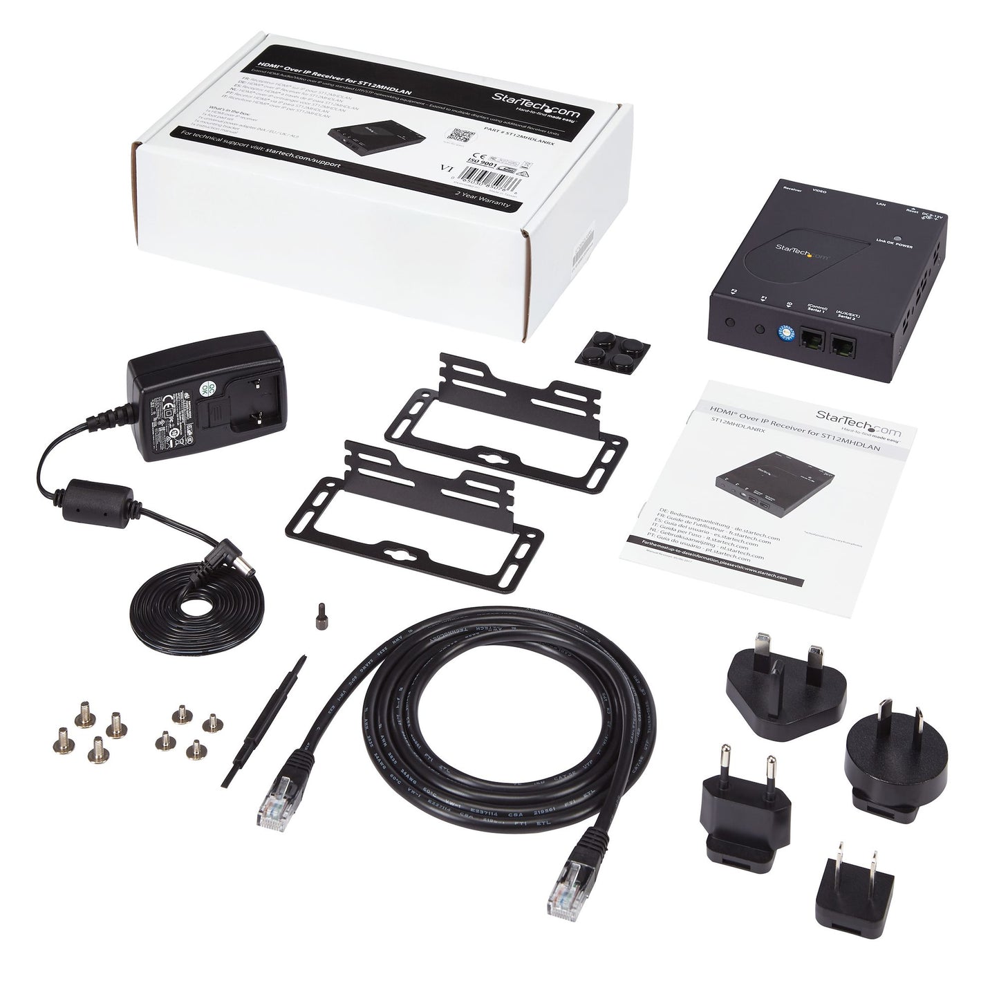 StarTech.com ST12MHDLANRX extensor de audio/video Receptor AV Negro