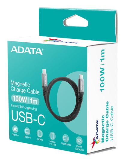 Cable Magnético Adata Usb-C Adopta El Usb 3.2 Gen2 Estandar Velocidad De Transferencia De Datos De 10 Gbps Color Negro