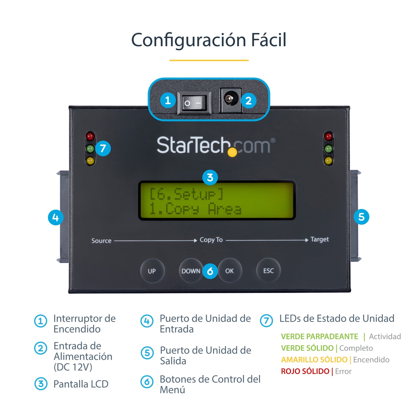 StarTech.com SATDUP11IMG duplicador de datos o soporte Duplicador de HDD/SSD Negro