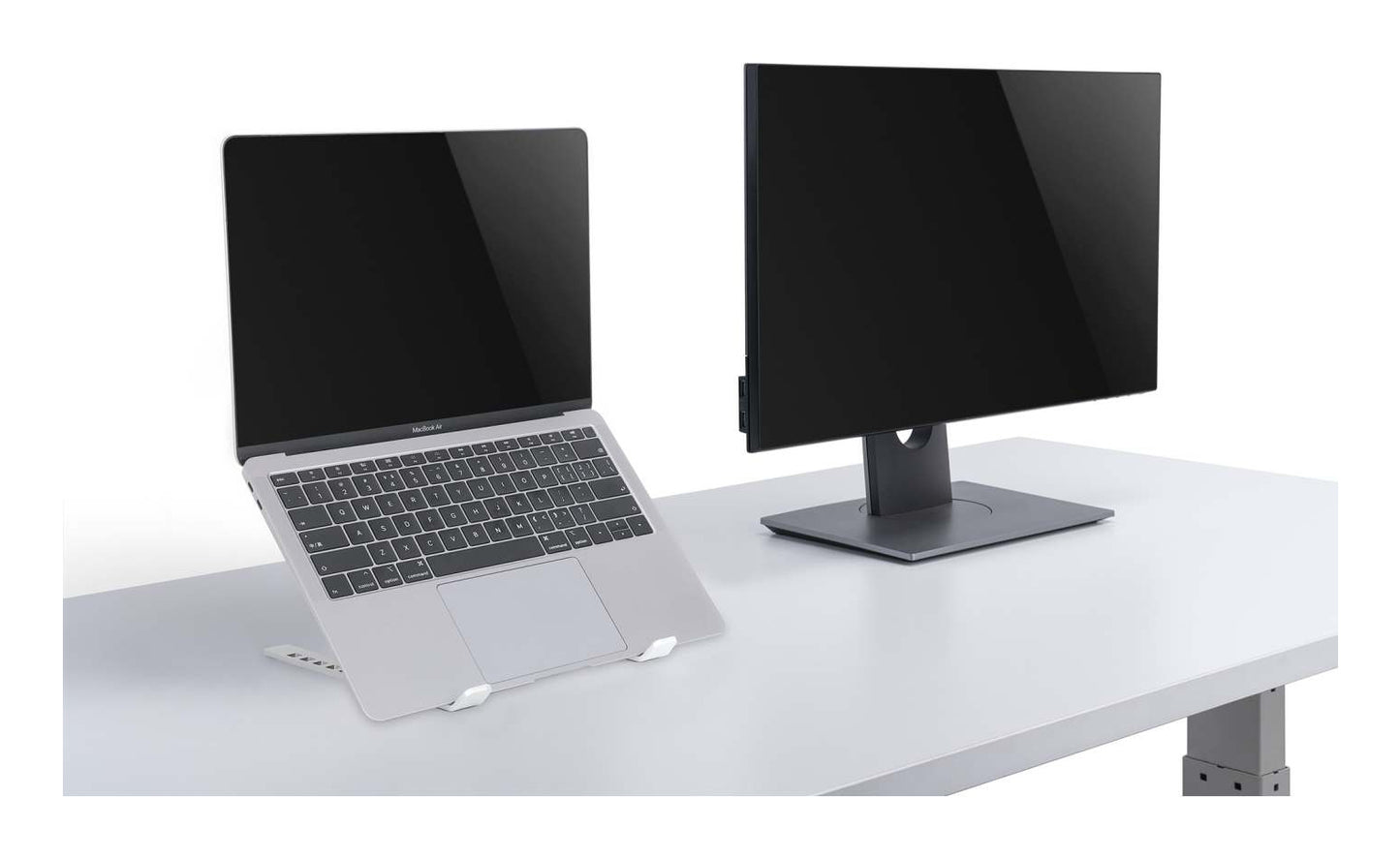 Soporte laptop Manhattan p/Escritorio de posiciones aluminio Premium