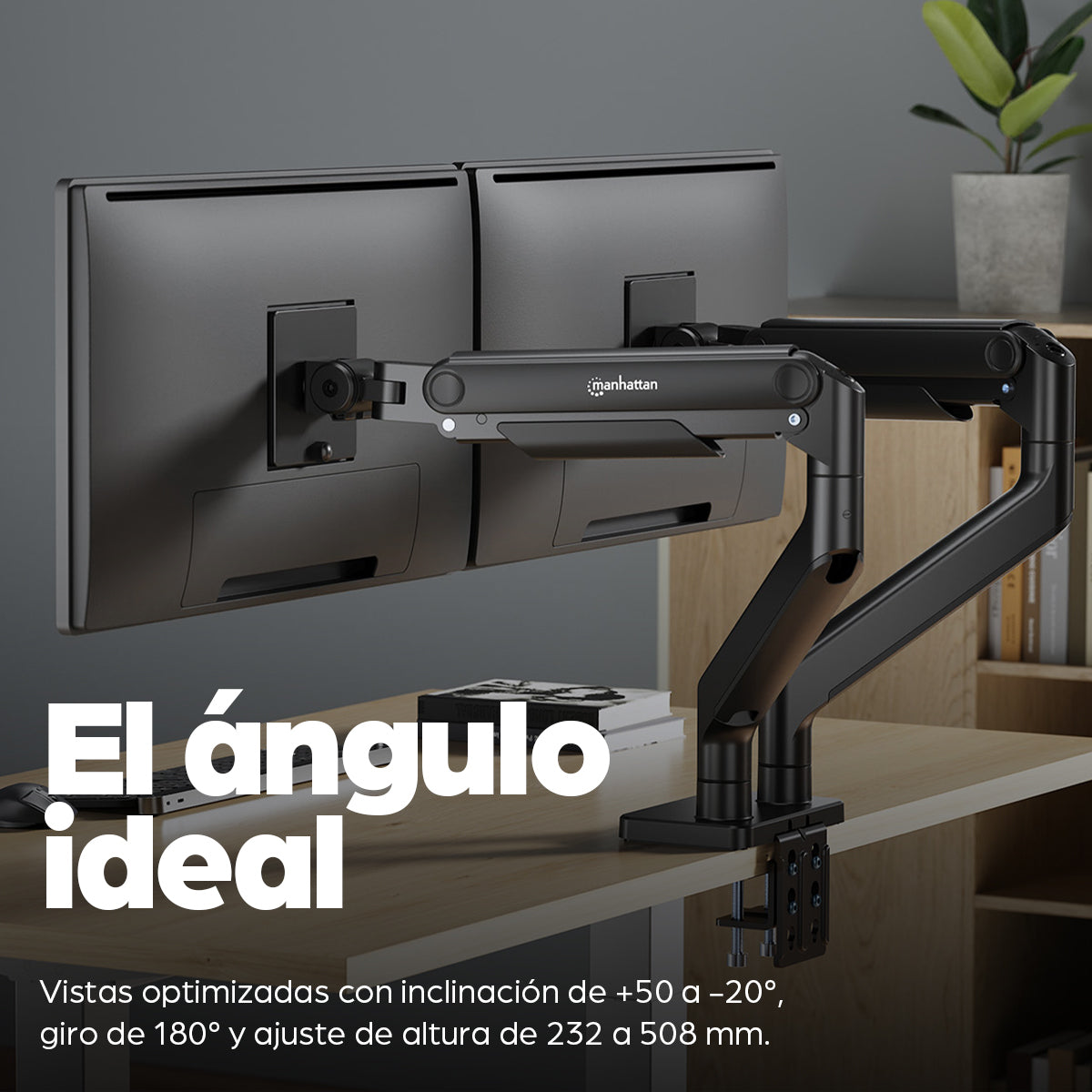 Manhattan 462587 soporte para pantalla plana 114.3 cm (45") Escritorio Negro