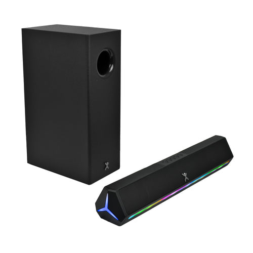 Barra de Audio Perfect Choice Emphoria iluminción RGB 2.1 con Subwoofer 70W  Color Negro
