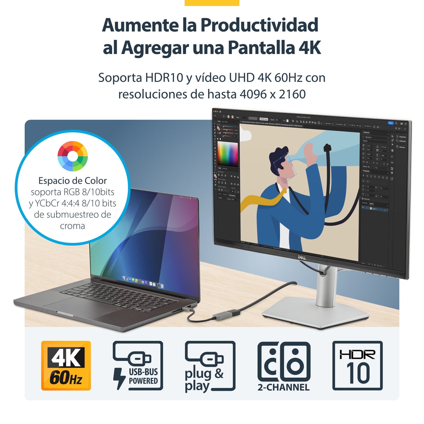 StarTech.com USBC-HDMI-CDP2HD4K60 adaptador gráfico USB 4096 x 2160 Pixeles Gris