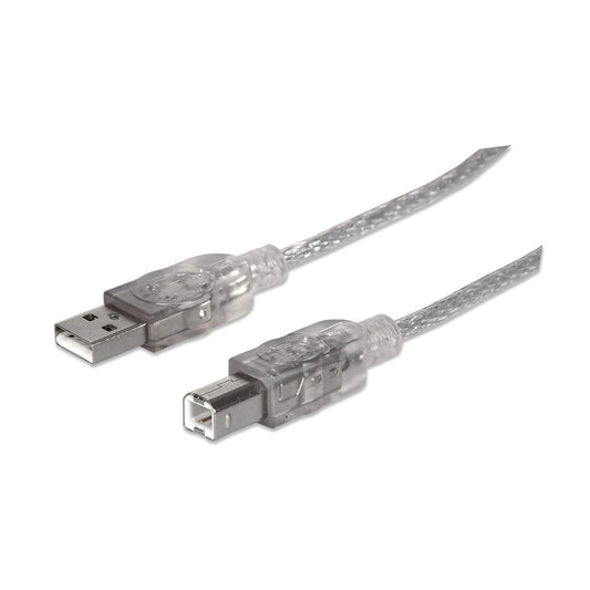 Cable Manhattan USB B Alta Velocidad 2.0 A-B1.8m Color Plata