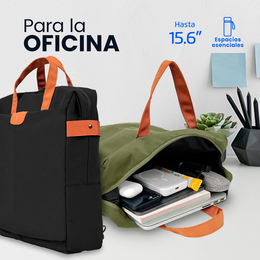 MOCHILA VORAGO BP-301 VINTAGE DOBLE USO LAPTOP 15.6 NEGRA