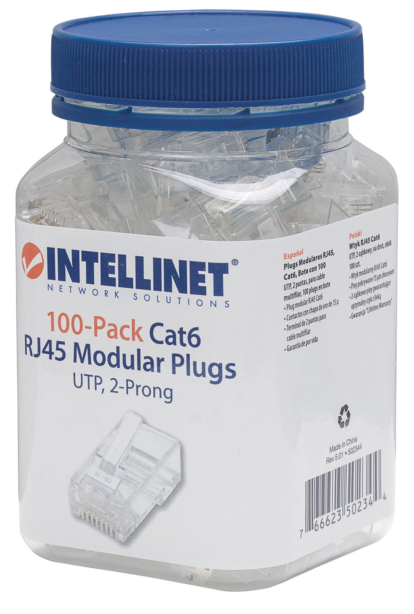Intellinet 502344 conector RJ-45 Transparente