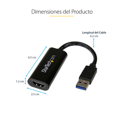 StarTech.com USB32HDES adaptador gráfico USB 1920 x 1200 Pixeles Negro