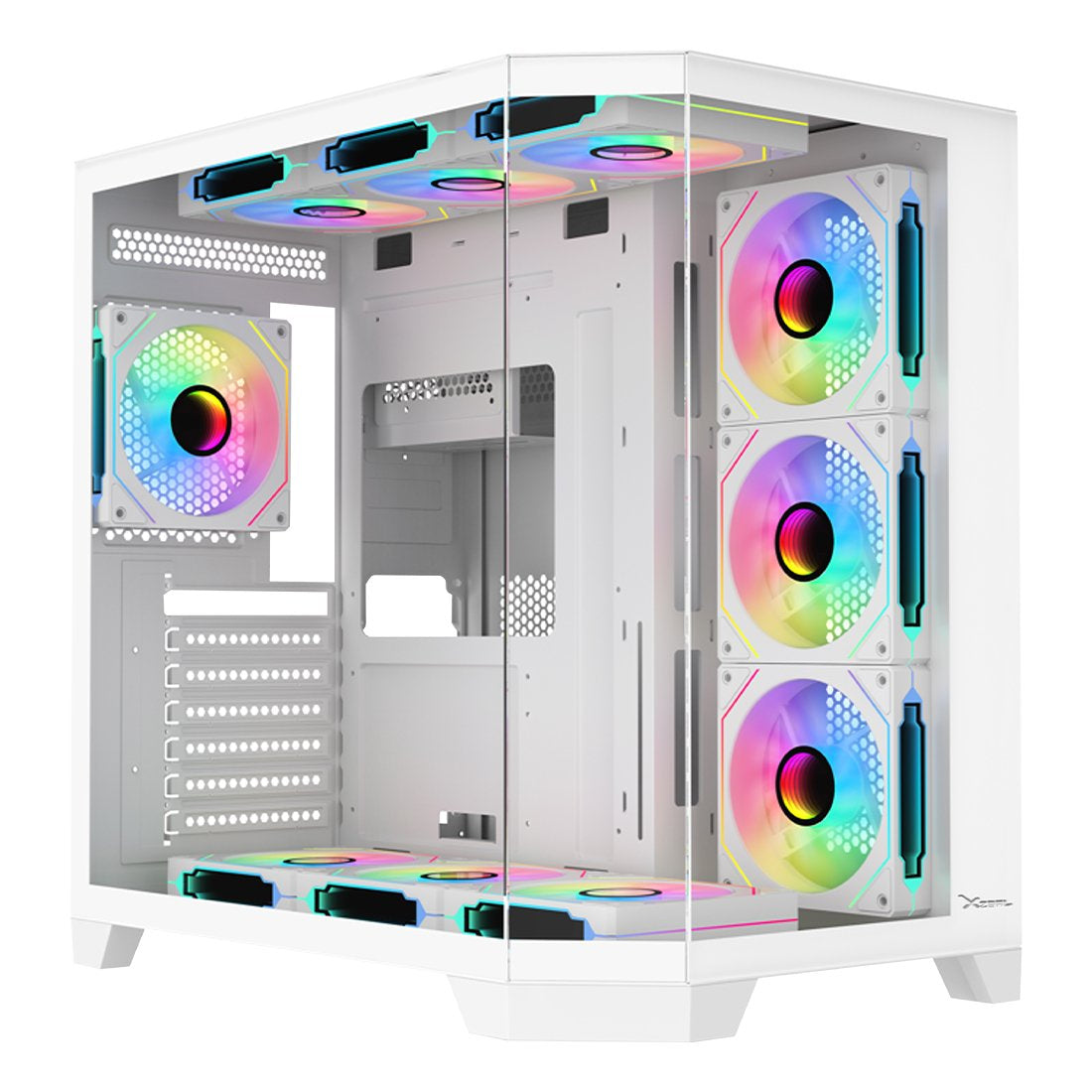 Gabinete Gamer Xzeal Mid Tower XZ150 ATX Panel Vidrio + Metal 2xUSB1.0 + 1xUSD3.0 + 1x3.5mm + 4 ARGB Ventiladores Blanco