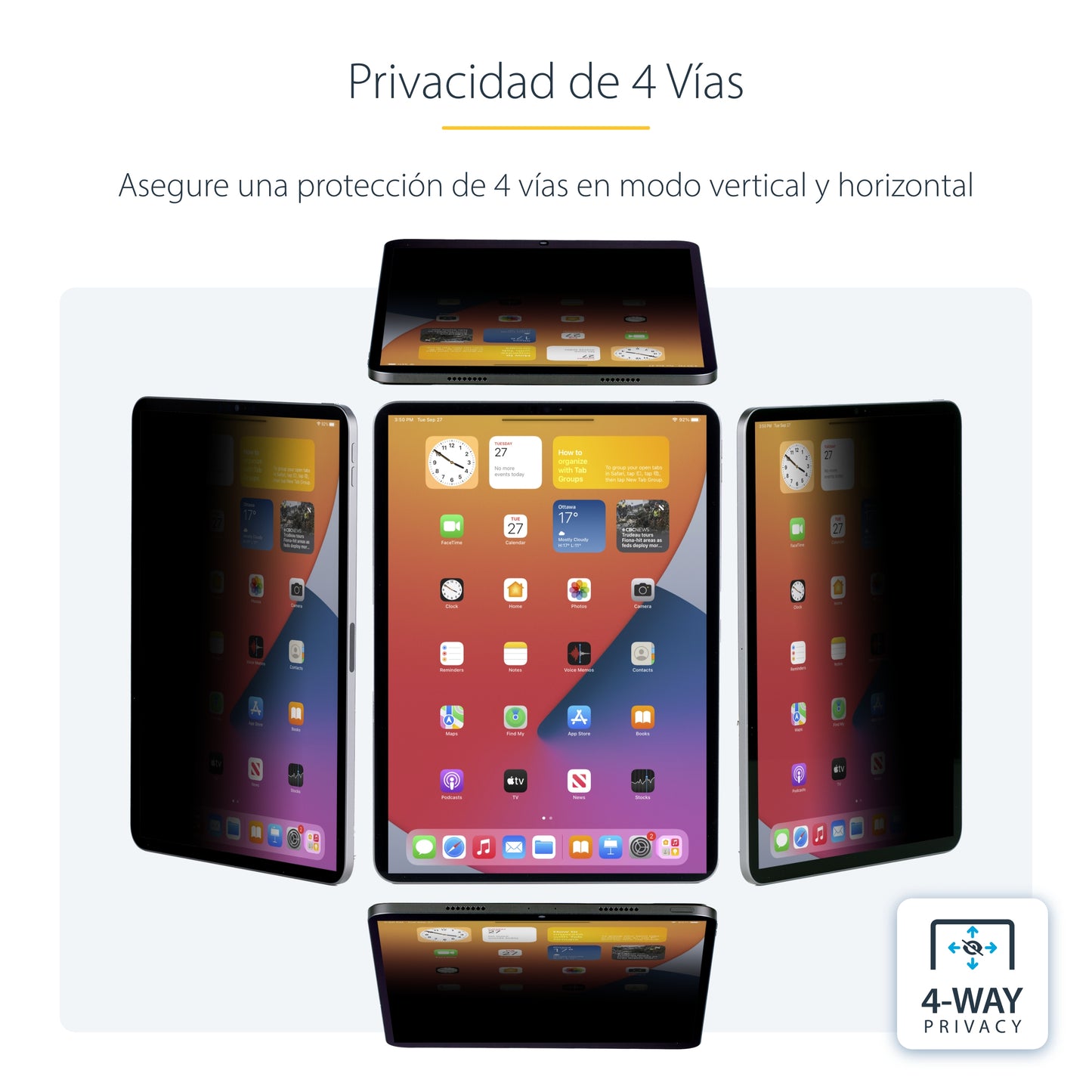 StarTech.com 129IP-PRIVACY-SCREEN filtro para monitor 32.8 cm (12.9") Tableta Filtro de privacidad para pantallas sin marco
