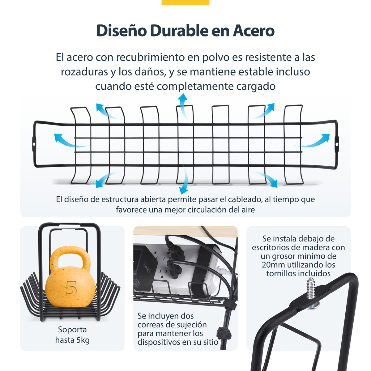 StarTech.com S1MB-DESK-CABLE-TRAY organizador de cables Cesta de cables 1 pieza(s)