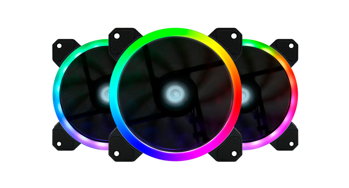 Kit Ventiladores Game Factor FKG400 3 Fans 12mm RGB 2 Tiras Led Control Remoto