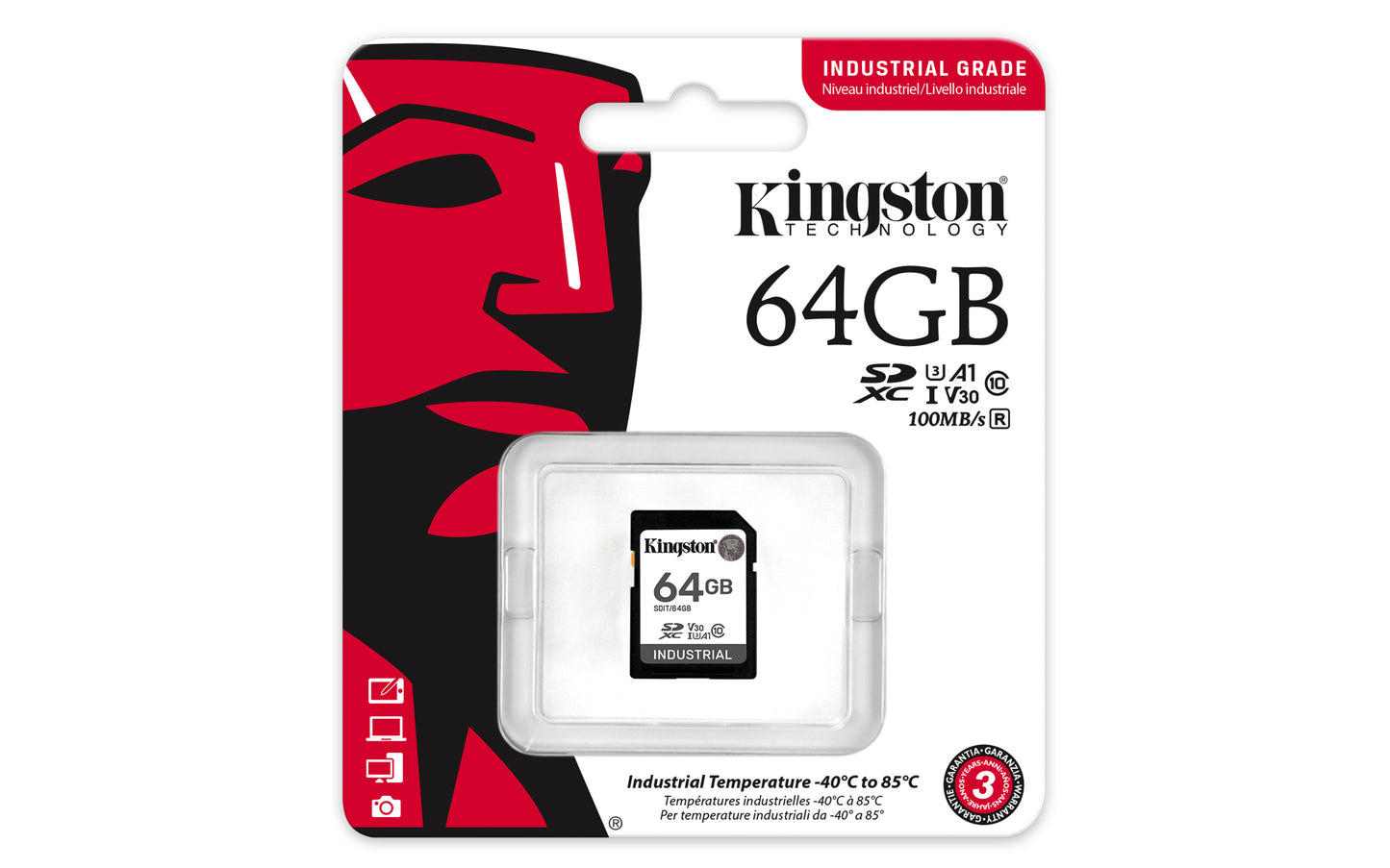 Memoria SD Kingston Flash Industrial SD 64GB SDHC UHS-I Clase 10