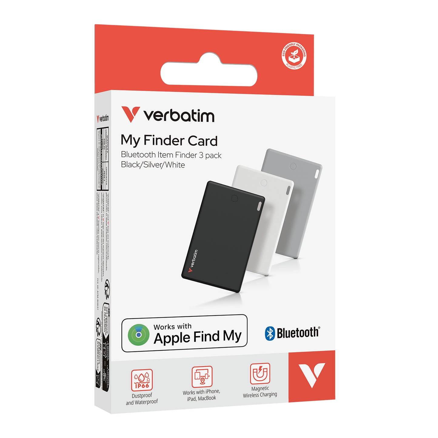 Localizador Verbatim My Finder Bluetooth Tarjeta 3 pack Negro Gris y Blanco