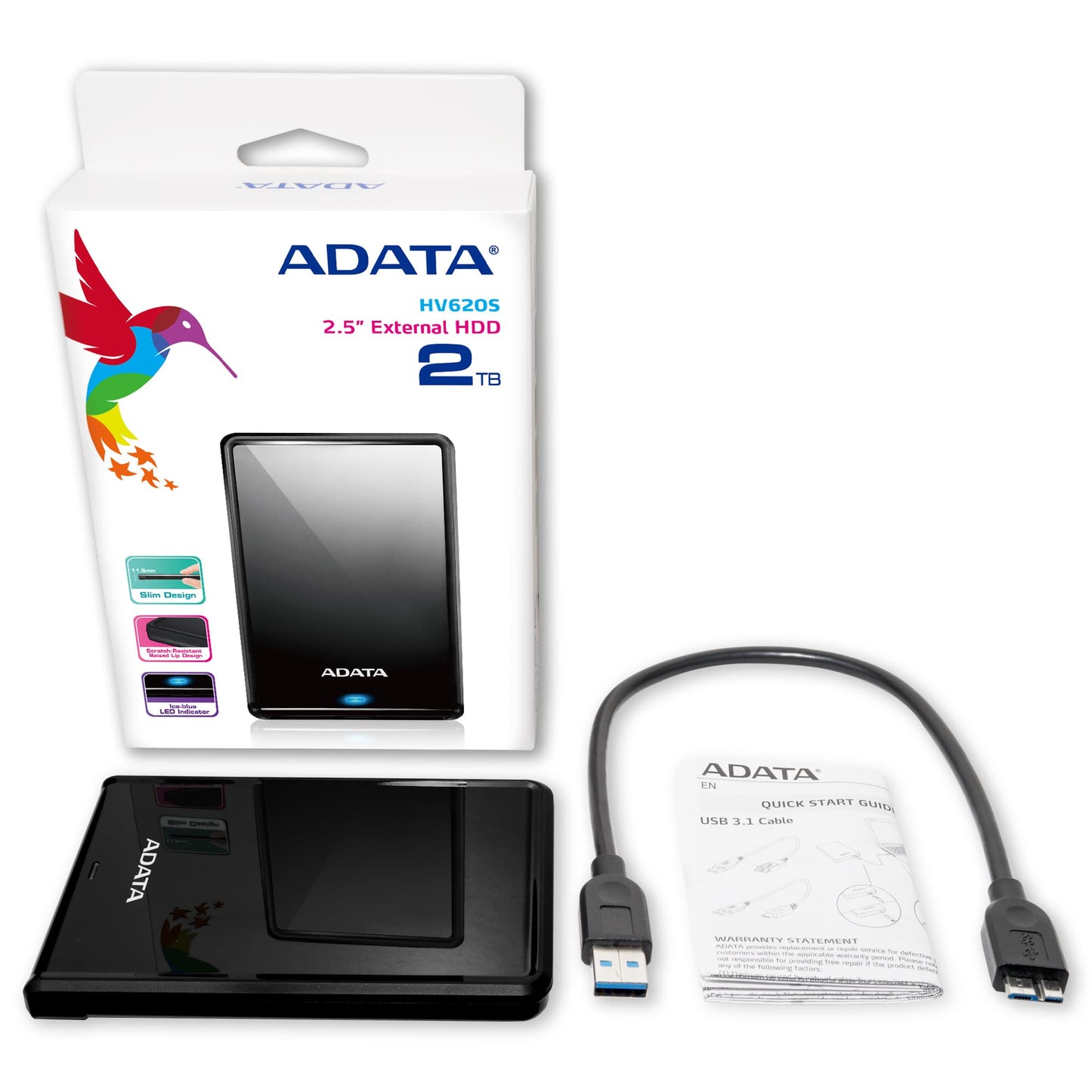 ADATA HV620S disco duro externo 4 TB 2.5" Micro-USB B 2.0/3.2 Gen 1 (3.1 Gen 1) Negro