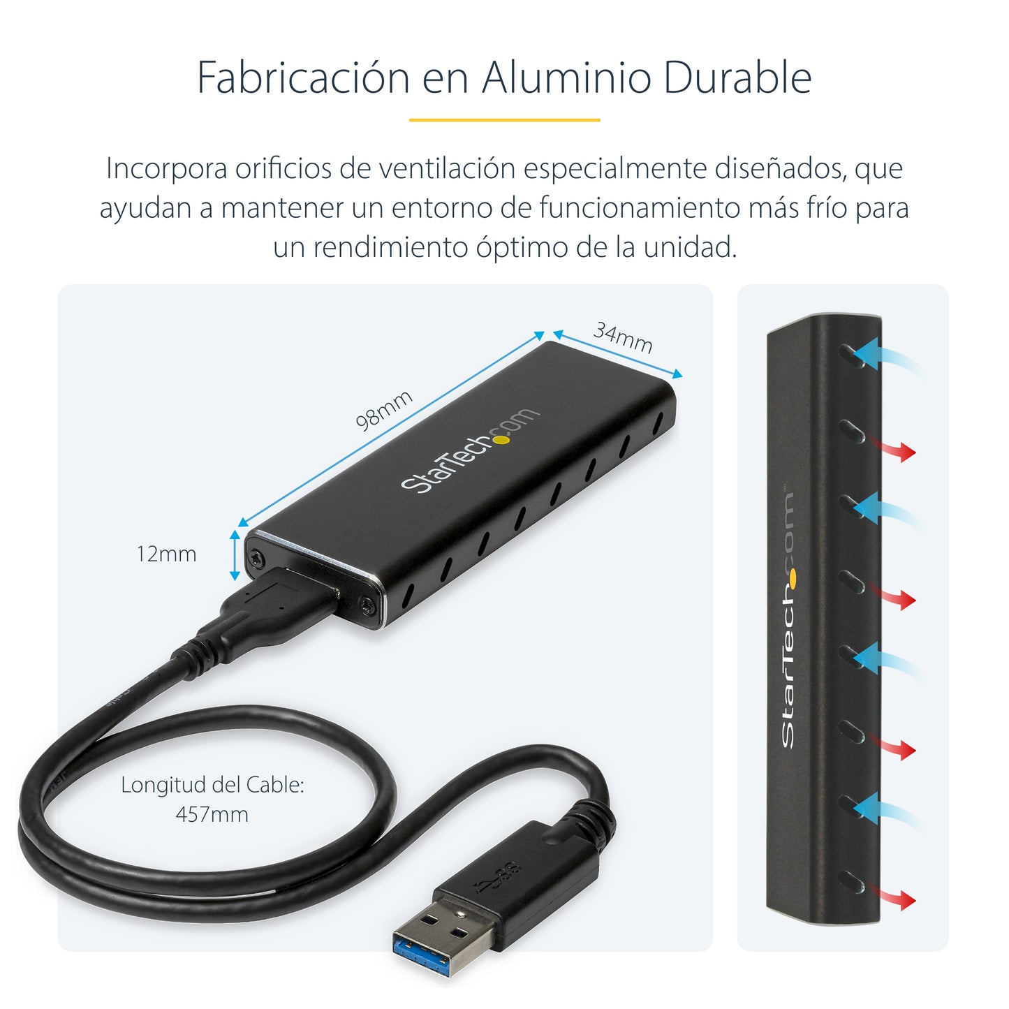StarTech.com SM2NGFFMBU33 caja para disco duro externo Carcasa para SSD Negro
