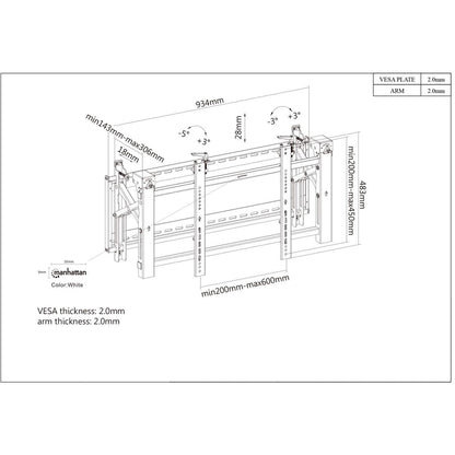 Manhattan 461719 soporte para pantalla plana 177.8 cm (70") Pared Negro