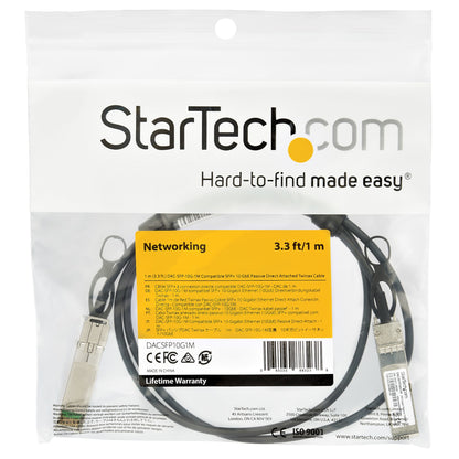 StarTech.com DACSFP10G1M cable InfiniBand y de fibra óptica SFP+ Negro