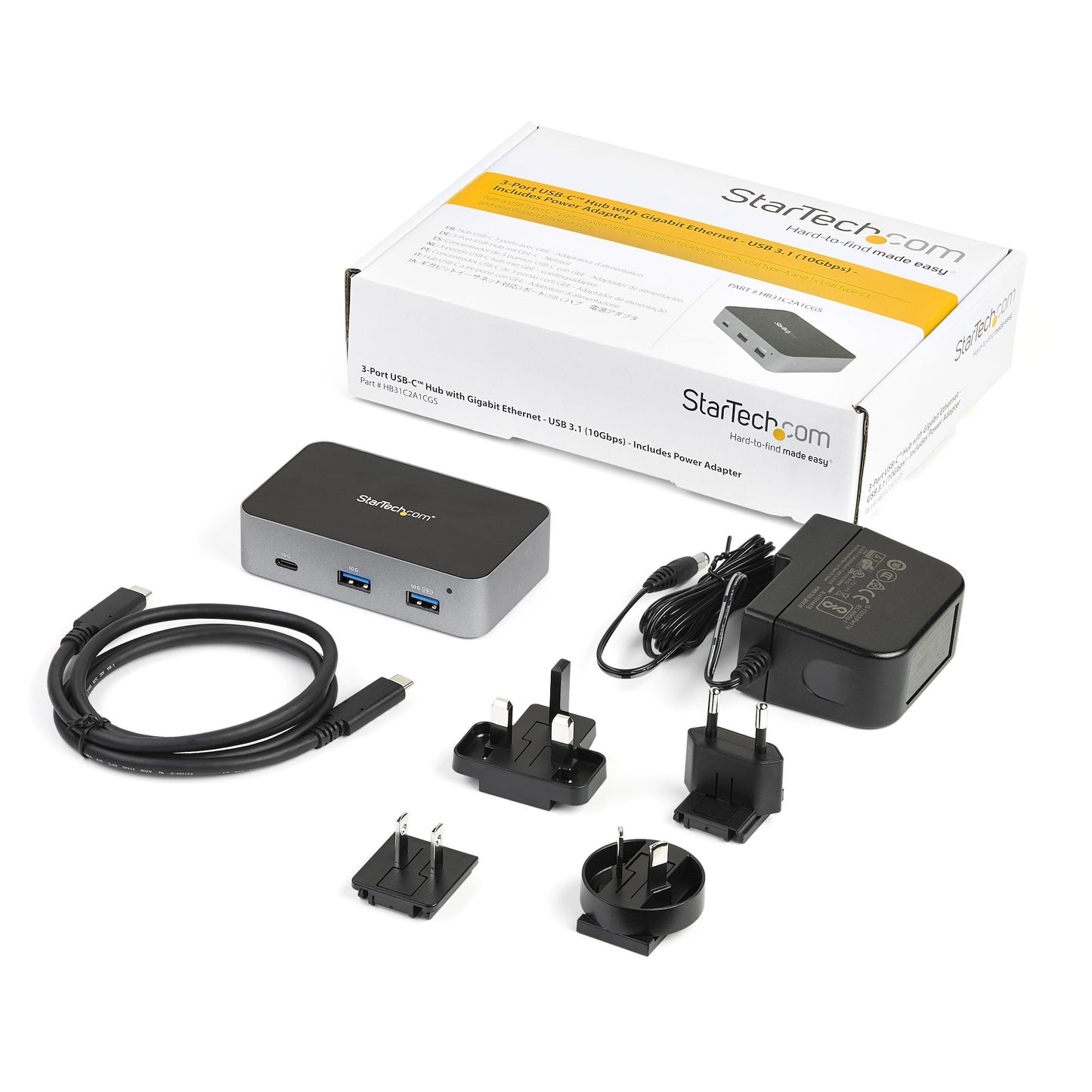 StarTech.com HB31C2A1CGS nodo concentrador USB 3.2 Gen 2 (3.1 Gen 2) Type-C 10000 Mbit/s Negro, Gris