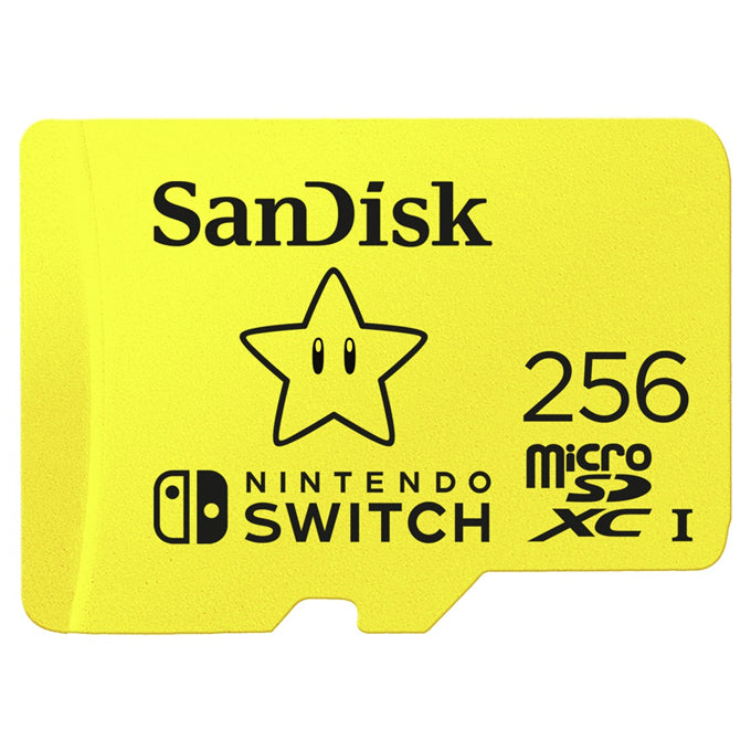 Memoria Micro SD SanDisk Nintendo Switch 256GB Micro SDXC Clase 3 Brand Mario Star Color Amarillo SDSQXAO-256G-GNCZN