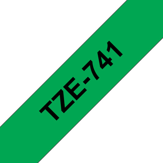 Cinta Brother TZE741 Laminada Negro Sobre Fondo Verde 18mmx8m PT300/310B/330/530