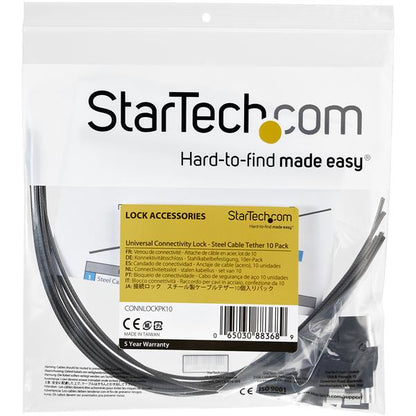 StarTech.com CONNLOCKPK10 organizador de cables Piso Cable de amarre Negro 10 pieza(s)