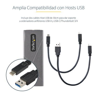 StarTech.com M2-USB-C-NVME-SATA caja para disco duro externo Carcasa para SSD Gris