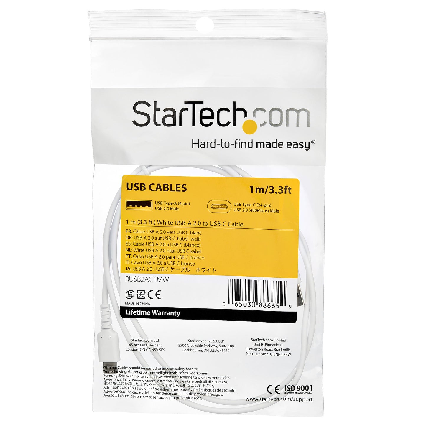 StarTech.com RUSB2AC1MW cable USB USB A USB C 0.48 Gbit/s