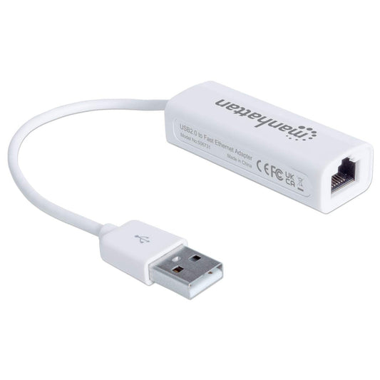 Adaptador Manhattan Fast Ethernet USB 2.0 Alta Velocidad 10/100 Color Blanco