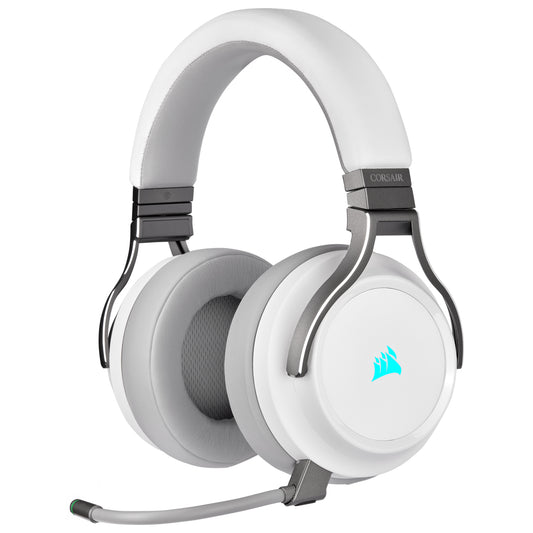 Audífonos Corsair (CA-9011186-NA) Virtuoso Inalámbricos 7.1 Canales USB-C/Micrófono Comp. PC RGB Blanco