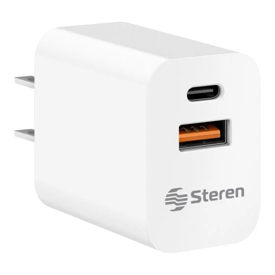CARGADOR STEREN USB A Y USB C CON PD Y QC
