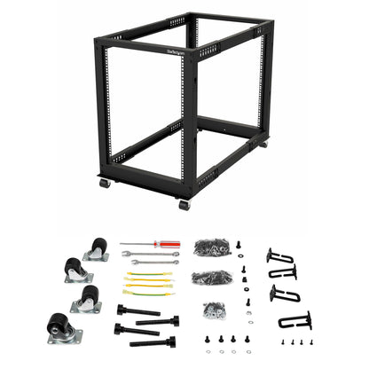 StarTech.com 4POSTRACK15U armario rack Rack o bastidor independiente Negro