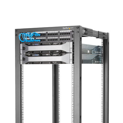 StarTech.com 4POSTRACK18U armario rack Rack o bastidor independiente Negro