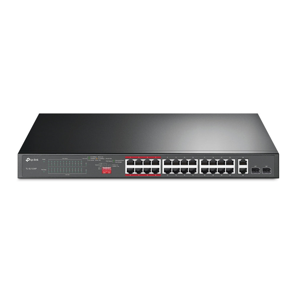 TP-Link TL-SL1226P dispositivo de redes No administrado Gigabit Ethernet (10/100/1000) Energía sobre Ethernet (PoE) 1U Gris