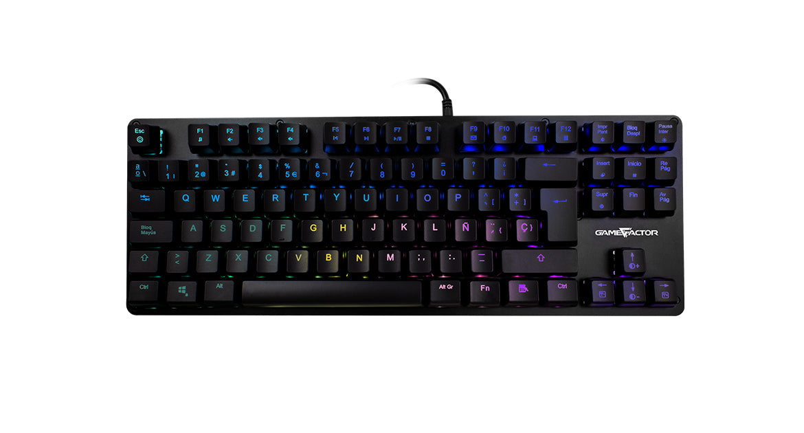 Teclado Mecánico Game Factor KBG500-BL RGB Tenkeyless USB Switch Azul Color Negro