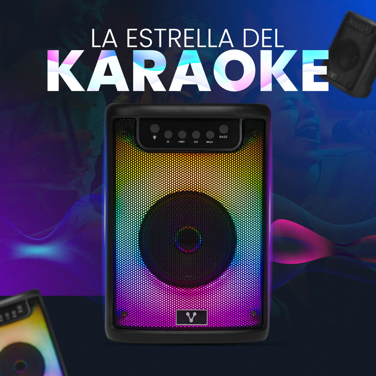MINI BAFLE VORAGO KSP-205 NEGRO 4" 10WATTS RMS / RECARGABLE / TWS BT 4HRS CARGA USB TIPO C