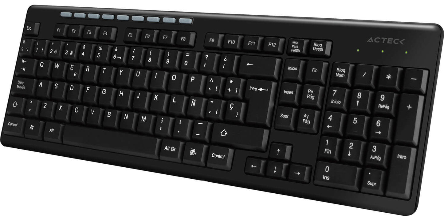 Acteck TM100 teclado Hogar RF inalámbrica + USB QWERTY Negro
