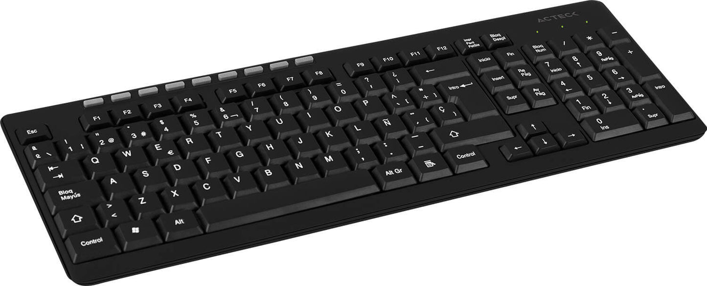 Acteck TM100 teclado Hogar RF inalámbrica + USB QWERTY Negro