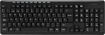 Acteck TM100 teclado Hogar RF inalámbrica + USB QWERTY Negro