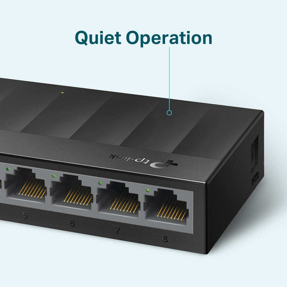 Switch para escritorio Tp-link de 8 Puertos RJ45 10/100/1000Mbps con auto-negociación con carcasa de plástico
