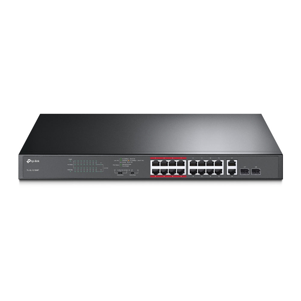 TP-Link TL-SL1218MP dispositivo de redes No administrado Fast Ethernet (10/100) Energía sobre Ethernet (PoE) Negro