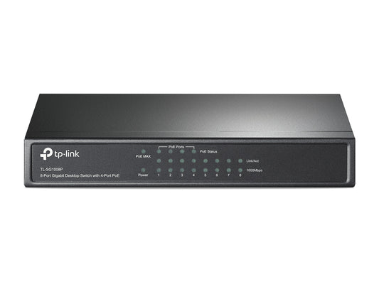 Switch TP-Link 8-Port Gigabit Desktop 4-Port PoE PORT 4× Gigabit PoE Ports 4× Gigabit Non-PoE Ports