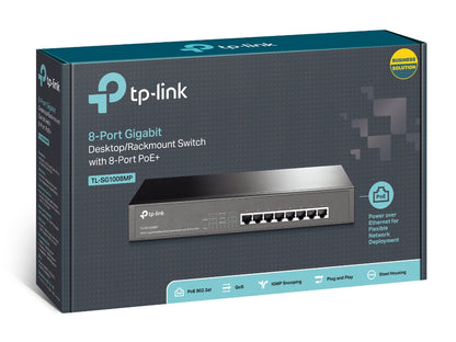 TP-Link TL-SG1008MP dispositivo de redes No administrado Gigabit Ethernet (10/100/1000) Energía sobre Ethernet (PoE) Negro