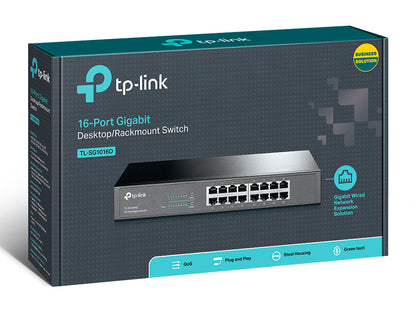 TP-Link TL-SG1016D dispositivo de redes No administrado L2 Gigabit Ethernet (10/100/1000) Negro