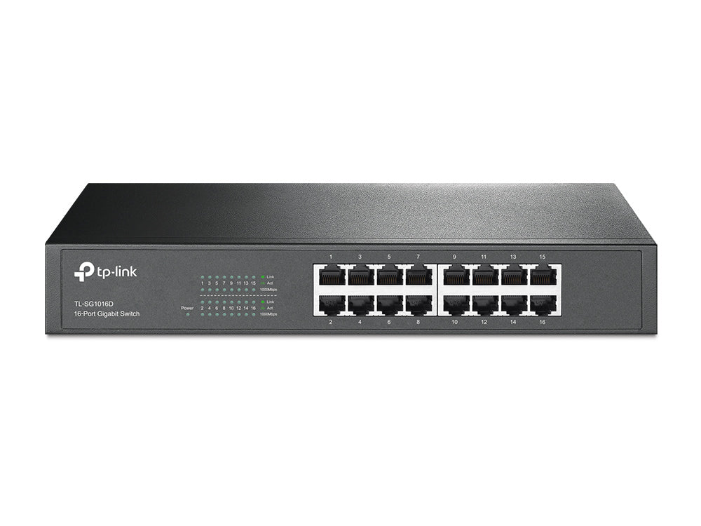 TP-Link TL-SG1016D dispositivo de redes No administrado L2 Gigabit Ethernet (10/100/1000) Negro