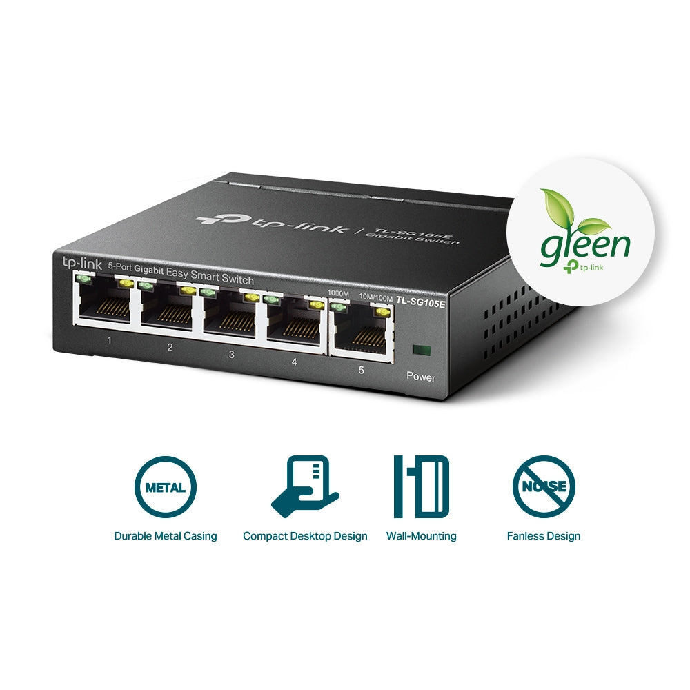 TP-Link TL-SG105E dispositivo de redes Gestionado L2 Gigabit Ethernet (10/100/1000) Negro
