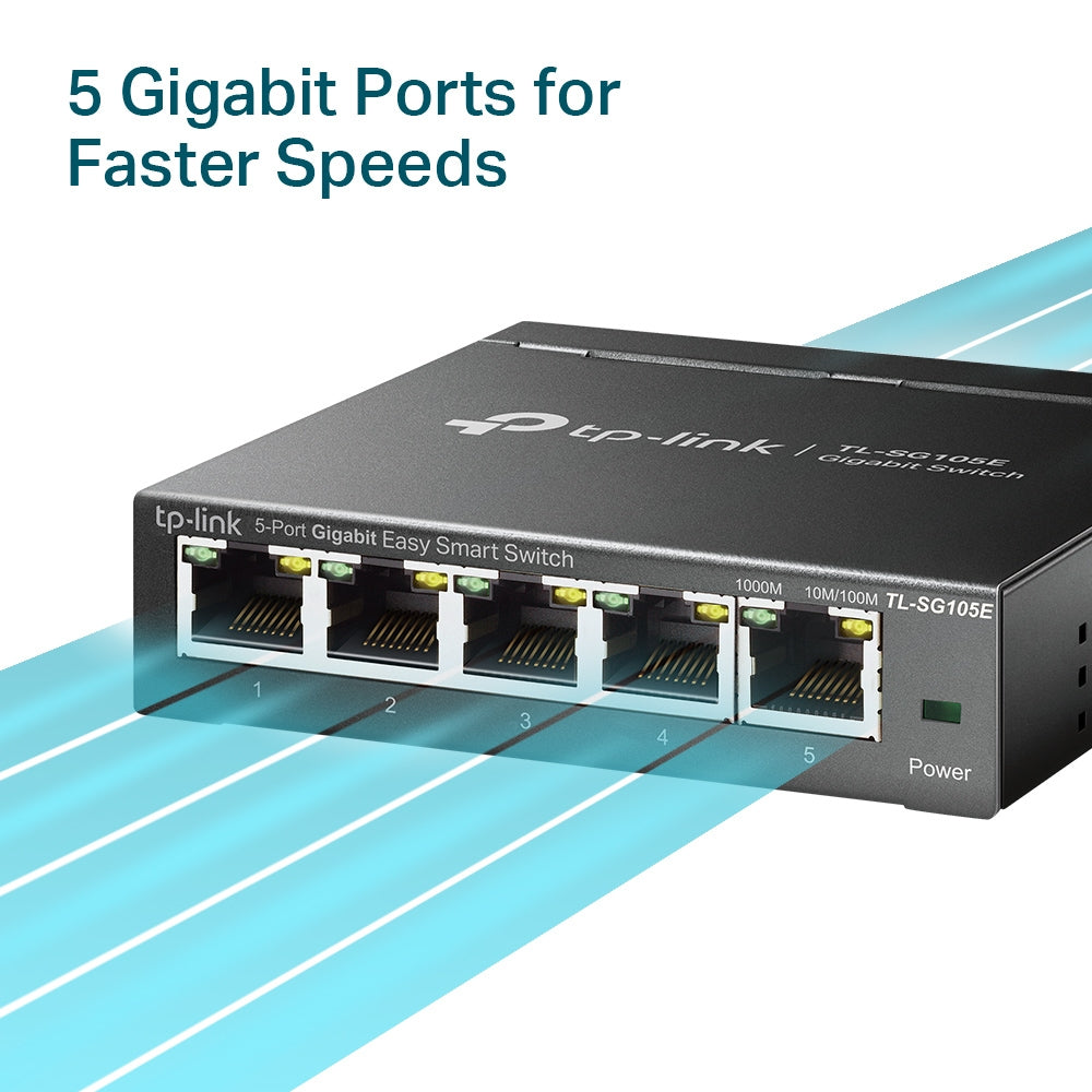TP-Link TL-SG105E dispositivo de redes Gestionado L2 Gigabit Ethernet (10/100/1000) Negro